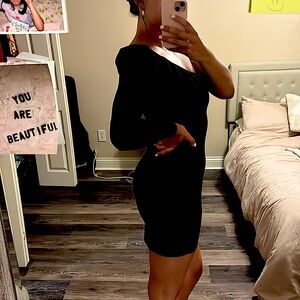 Black mini dress with one sleeve